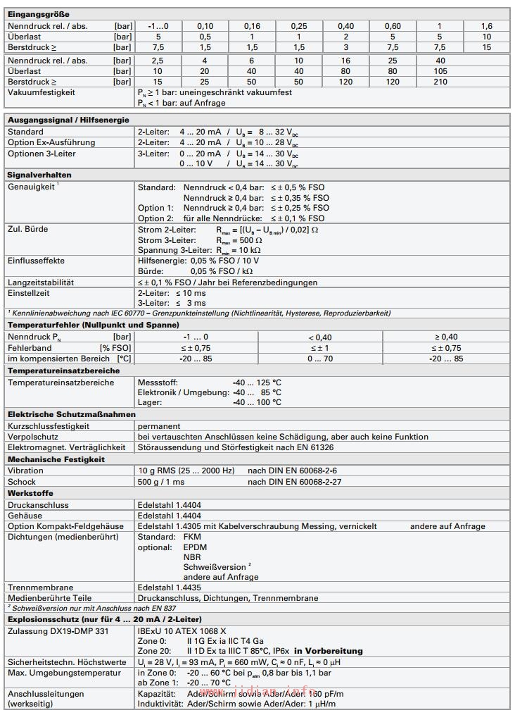 Tematec 压力传感器 压力变送器 DMP331 特马泰克 Tematec GmbH
